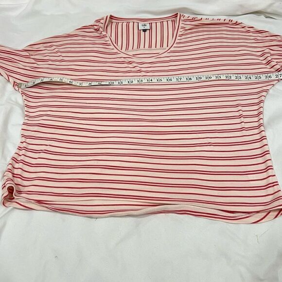 CAbi pink relaxed tickle tee 3/4 sleeve striped top style# 5750 size M - Picture 6 of 6